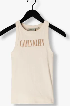 beige calvin klein top varsity calvin klein rib tank
