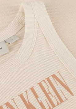 beige calvin klein top varsity calvin klein rib tank