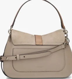 beige furla schoudertas flow m top handle
