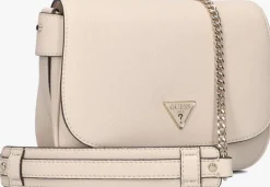 beige guess schoudertas fedora flap shoulder bag