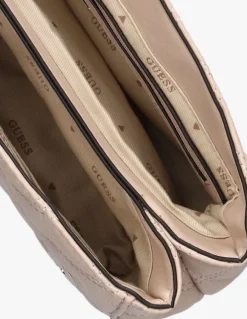 beige guess schoudertas giully 2 cmprtmnt cnvrtble flp