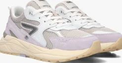 beige hub lage sneakers grid-w