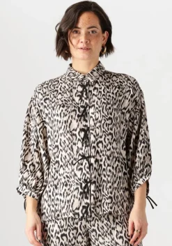 beige jansen amsterdam blouses robine blouse wa 798 3/4 sleeve bowdetails