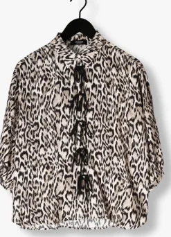 beige jansen amsterdam blouses robine blouse wa 798 3/4 sleeve bowdetails