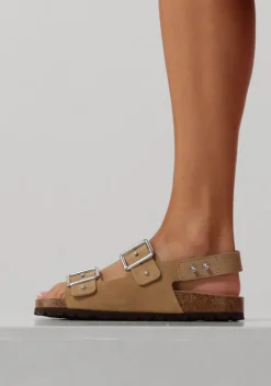 beige lina locchi slippers sue bio sandaal 2 gesp