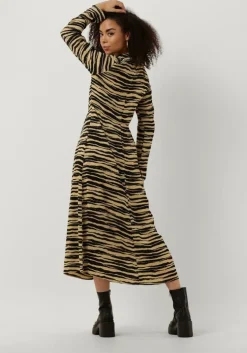 beige modström maxi jurk becky print dress