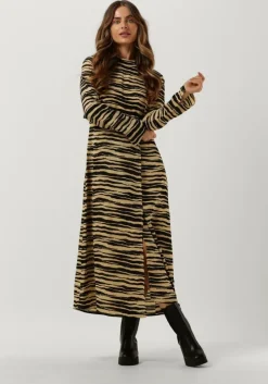 beige modström maxi jurk becky print dress