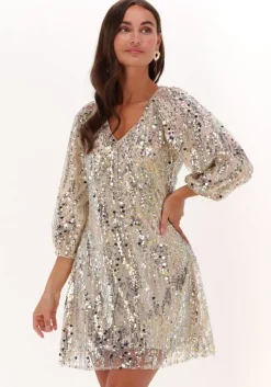 beige neo noir mini jurk sloane multi sequins dress