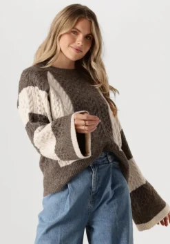 beige object trui objrosa knit l/s re pullover