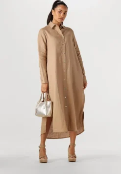 beige resort finest maxi jurk shirt dress