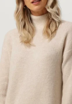 beige selected femme midi jurk slfmaline ls knit dresshigh neck