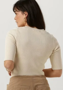 beige selected femme trui slfmala 2/4 knit o-neck b