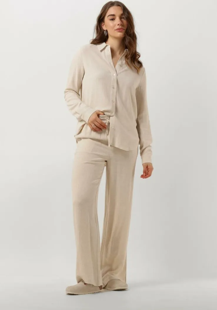 beige selected femme wijde broek slfviva-gulia hw long linen pant noos
