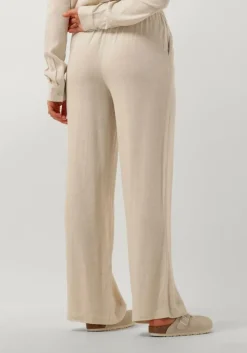 beige selected femme wijde broek slfviva-gulia hw long linen pant noos