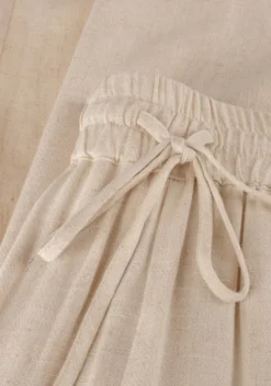 beige selected femme wijde broek slfviva-gulia hw long linen pant noos