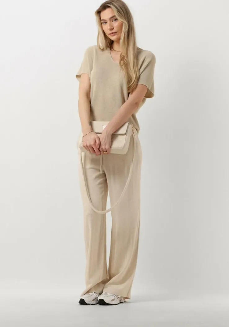 beige selected femme wijde broek slfviva-gulia hw long linen pant noos
