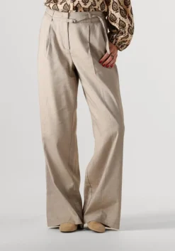 beige summum pantalon trousers wide linen blend twill