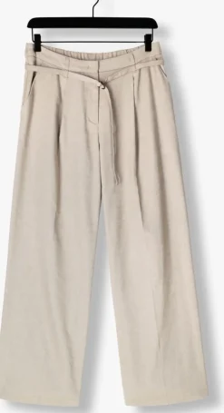 beige summum pantalon trousers wide linen blend twill