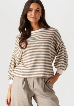 SUMMUM sweater jersey sweater waffle lurex stripe>DAMES Truien & Vesten