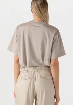 beige summum t-shirt boxy top soft lurex jersey
