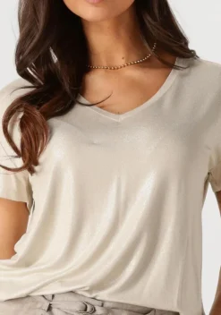 SUMMUM t-shirt v-neck top metallic coated jersey><noscript><img width=