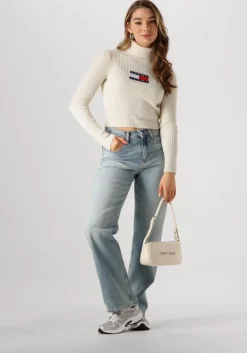 beige tommy jeans coltrui tjw melange trtlnck flag sweater