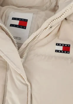 beige tommy jeans gewatteerde jas tjw alaska long puffer