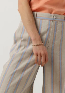 beige vanilia pantalon linen striped