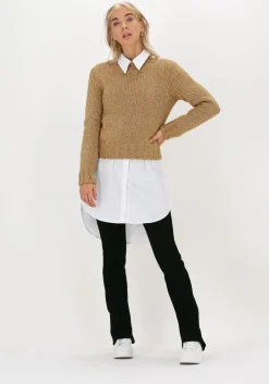 beige vanilia trui small button