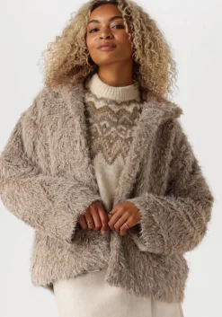 beige y.a.s. faux fur jas yastedsy jacket