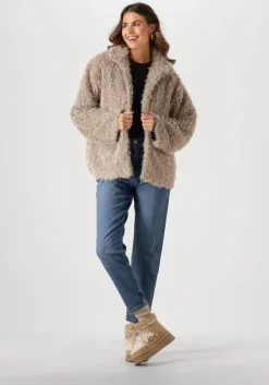 beige y.a.s. faux fur jas yastedsy jacket
