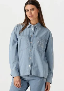 blauwe alix the label blouses ladies woven chambray peplum denim blouse