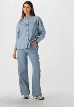 blauwe alix the label blouses ladies woven chambray peplum denim blouse