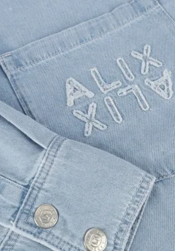 blauwe alix the label blouses ladies woven chambray peplum denim blouse