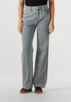 blauwe alix the label straight leg jeans ladies woven embellished denim pants