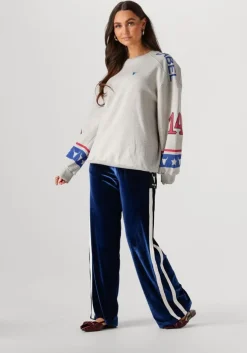 blauwe alix the label wijde broek ladies woven velvet sporty pants