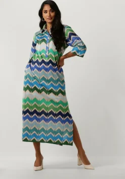 blauwe ana alcazar midi jurk shirt midi dress