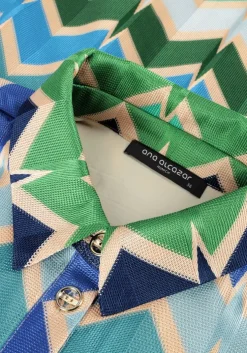 blauwe ana alcazar midi jurk shirt midi dress