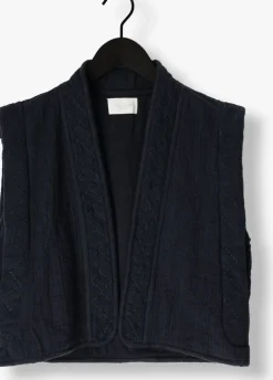 blauwe by-bar gilet isla embroidery jacket