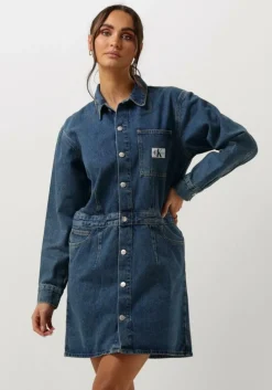 CALVIN KLEIN e mini jurk darted denim shirt dress>DAMES Jurken