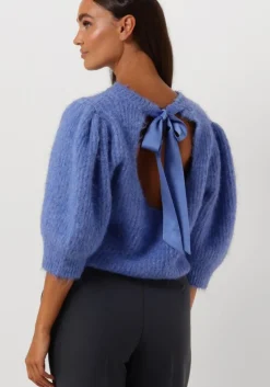 blauwe co'couture trui coralie bow rib knit