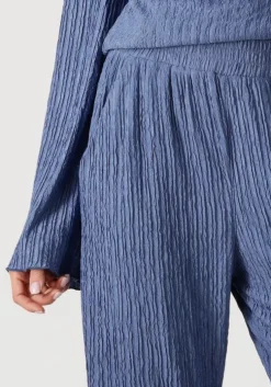 blauwe colourful rebel wijde broek melody structure straight pants