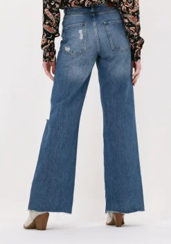 blauwe colourful rebel wide jeans gaia high rise wide leg denim pants