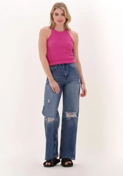 blauwe colourful rebel wide jeans gaia high rise wide leg denim pants