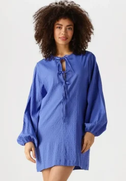 blauwe edited mini jurk frances dress