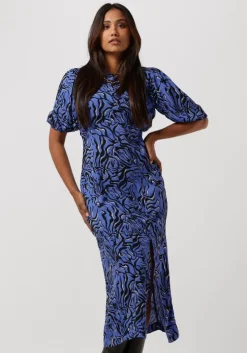 blauwe envii maxi jurk enruby ss midi dress aop 6696