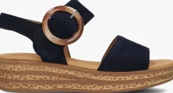 blauwe gabor platte sandalen 550.2
