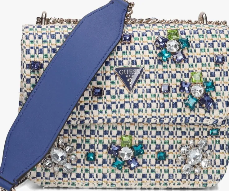 blauwe guess schoudertas beauvoir convertibl xbody flap