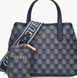 blauwe guess schoudertas g wave mini tote