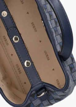 blauwe guess schoudertas g wave mini tote